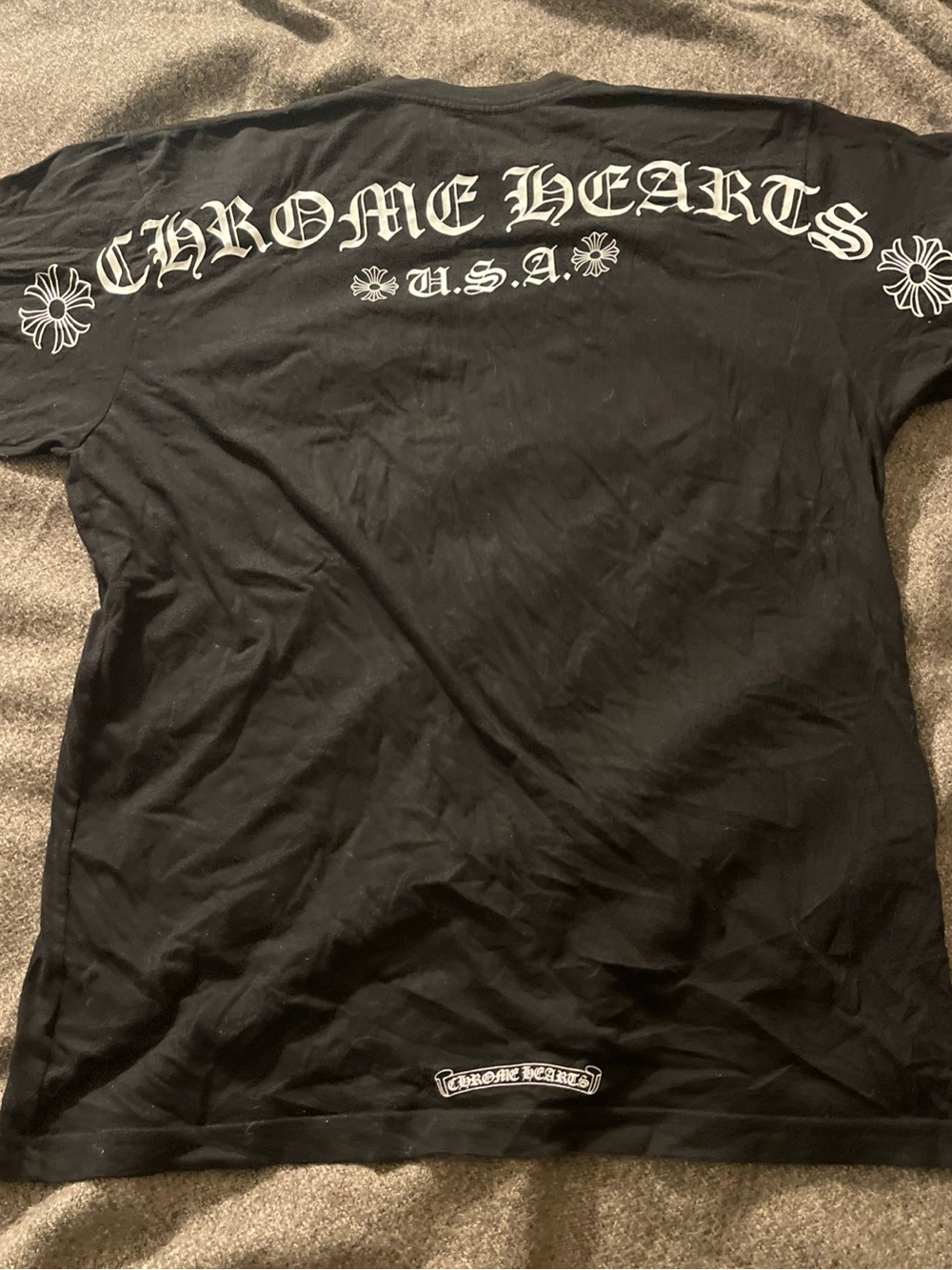Chrome Hearts Black Tee with White Gothic Back Print